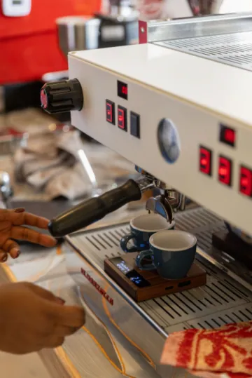 Freshly roasted African coffee being prepared for tasting